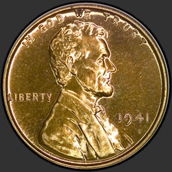 аверс 1¢ (penny) 1941 "EUA - 1 Cent / 1941 - Prova"