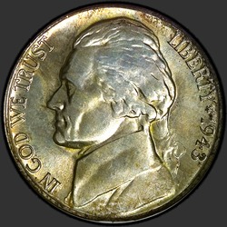 аверс 5¢ (nickel) 1943 "الولايات المتحدة الأمريكية - 5 سنت / 1943 - D"