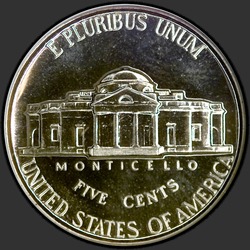 реверс 5¢ (nickel) 1956 "EUA - 5 cêntimos / 1956 - Prova"