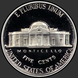 реверс 5¢ (никель) 1968 "США - 5 Cents / 1968 - S PROOF"
