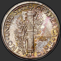 реверс 10¢ (dime) 1916 "USA - Dime / 1916 - S MERCURY MS"