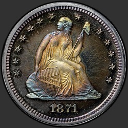 аверс 25¢ (quarter) 1871 "USA - Quarter / 1871 - Seated Liberty Quarter 1871"