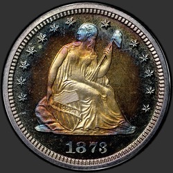 аверс 25¢ (quarter) 1873 "USA - Quarter / 1873 - CL 3 NO ARROWS PF"
