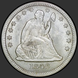 аверс 25¢ (quarter) 1842 "USA - Quarter / 1842 - O LARGE DATE MS"