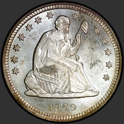 аверс 25¢ (quarter) 1859 "USA - Quarter / 1859 - O MS"