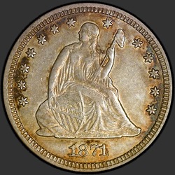 аверс 25¢ (quarter) 1871 "USA - Quarter / 1871 - CC MS"