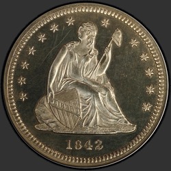 аверс 25¢ (quarter) 1842 "USA - Quarter / 1842 - Seated Liberty Quarter 1842"