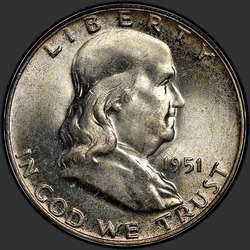 аверс 50¢ (half) 1951 "الولايات المتحدة الأمريكية - 50 سنتا (نصف الدولار) / 1951 - P"