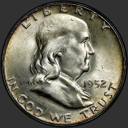аверс 50¢ (half) 1952 "EUA - 50 Cents (meio dólar) / 1952 - D"