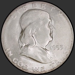 аверс 50¢ (half) 1953 "EUA - 50 Cents (meio dólar) / 1953 - S"