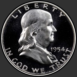 аверс 50¢ (half) 1954 "संयुक्त राज्य अमरीका - 50 सेंट (आधा डॉलर) / 1954 - सबूत"
