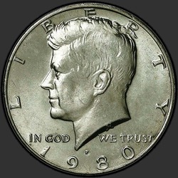 аверс 50¢ (half) 1980 "الولايات المتحدة الأمريكية - 50 سنتا (نصف الدولار) / 1980 - P"