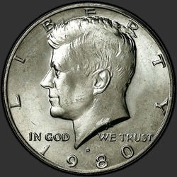 аверс 50¢ (half) 1980 "EUA - 50 Cents (meio dólar) / 1980 - D"