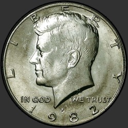 аверс 50¢ (half) 1982 "संयुक्त राज्य अमरीका - 50 सेंट (आधा डॉलर) / 1982 - पी"