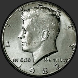 аверс 50¢ (half) 1982 "EUA - 50 Cents (meio dólar) / 1982 - D"