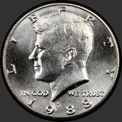аверс 50¢ (халф) 1988 "USA - 50 Cents (Half Dollar) / 1988 - D"