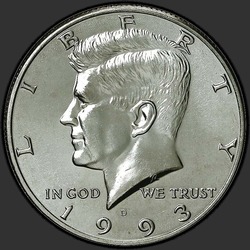аверс 50¢ (half) 1993 "الولايات المتحدة الأمريكية - 50 سنتا (نصف الدولار) / 1993 - D"
