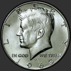 аверс 50¢ (халф) 1968 "США - 50 центов (полдоллара) / 1968 - D"