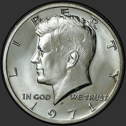 аверс 50¢ (half) 1971 "الولايات المتحدة الأمريكية - 50 سنتا (نصف الدولار) / 1971 - D"