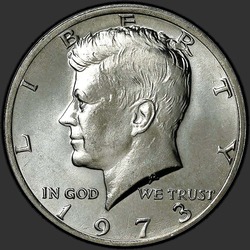 аверс 50¢ (half) 1973 "الولايات المتحدة الأمريكية - 50 سنتا (نصف الدولار) / 1973 - P"
