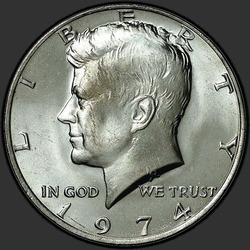 аверс 50¢ (half) 1974 "الولايات المتحدة الأمريكية - 50 سنتا (نصف الدولار) / 1974 - P"