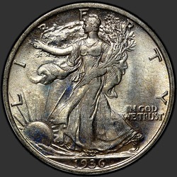аверс 50¢ (half) 1936 "الولايات المتحدة الأمريكية - 50 سنتا (نصف الدولار) / 1936 - P"