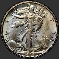 аверс 50¢ (half) 1936 "الولايات المتحدة الأمريكية - 50 سنتا (نصف الدولار) / 1936 - S"