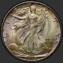 аверс 50¢ (half) 1938 "USA - 50 Cents (Half Dollar) / 1938 - D"