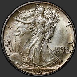 аверс 50¢ (half) 1942 "USA - 50 Cents (Half Dollar) / 1942 - D"