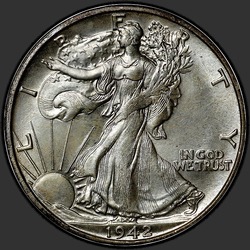 аверс 50¢ (half) 1942 "USA - 50 Cents (Half Dollar) / 1942 - S"