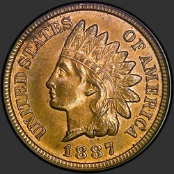 аверс 1¢ (penny) 1887 "USA - 1 Cent / 1887 - Indian Cent 1887"