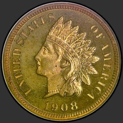 аверс 1¢ (penny) 1908 "USA - 1 Cent / 1908 - Proof"
