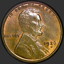 аверс 1¢ (penny) 1926 "الولايات المتحدة الأمريكية - 1 سنت / 1926 - S"