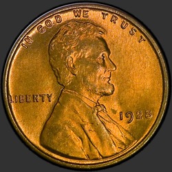 аверс 1¢ (penny) 1928 "EUA - 1 Cent / 1928 - P"