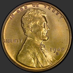 аверс 1¢ (penny) 1942 "الولايات المتحدة الأمريكية - 1 سنت / 1942 - S"