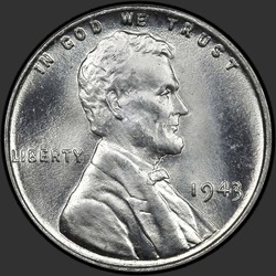 аверс 1¢ (penny) 1943 "EUA - 1 Cent / 1943 - P"