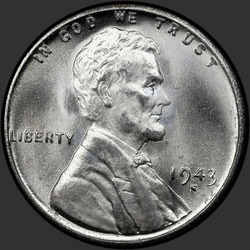 аверс 1¢ (penny) 1943 "USA - en Cent / 1943 - S"