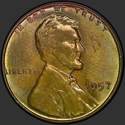 аверс 1¢ (penny) 1957 "USA  -  1セント/ 1957  -  P"