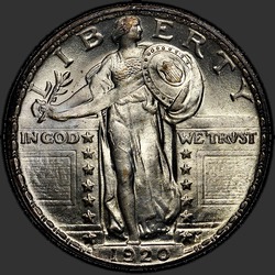аверс 25¢ (quarter) 1920 "USA - Quarter / 1920 - Standing Liberty Quarter 1920"
