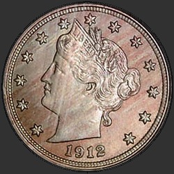 аверс 5¢ (nickel) 1912 "USA - 5 Cents / 1912 - D"