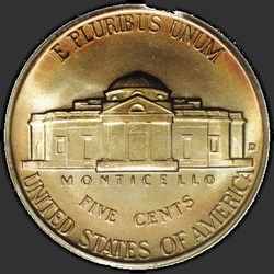 реверс 5¢ (никель) 1938 "USA - 5 Cents / 1938 - Jefferson Five Cent 1938"