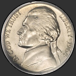 аверс 5¢ (nickel) 1964 "EUA - 5 cêntimos / 1964 - P"