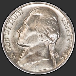 аверс 5¢ (nickel) 1964 "संयुक्त राज्य अमरीका - 5 सेंट / 1964 - डी"