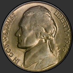 аверс 5¢ (nickel) 1946 "미국 - 5 센트 / 1946 - D"