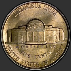 реверс 5¢ (nickel) 1946 "EUA - 5 cêntimos / 1946 - D"