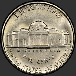 реверс 5¢ (никель) 1946 "США - 5 Cents / 1946 - S"