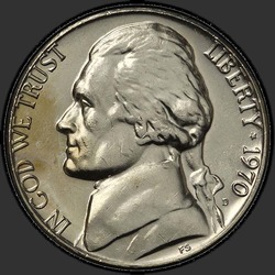 аверс 5¢ (nickel) 1970 "미국 - 5 센트 / 1970 - D"