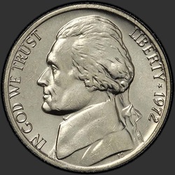 аверс 5¢ (никель) 1972 "США - 5 Cents / 1972 - P"
