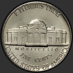 реверс 5¢ (nickel) 1974 "USA - 5 centů / 1974 - D"