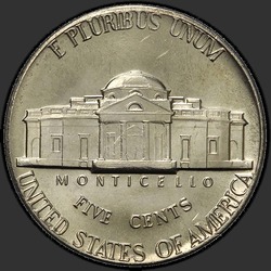 реверс 5¢ (nickel) 1975 "USA - 5 centesimi / 1975 - D"